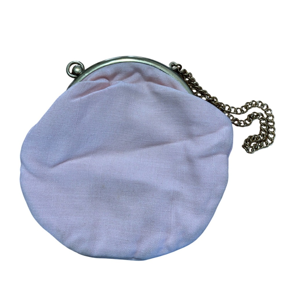 Budd Leather Vintage Floral Tapestry Coin‎ Purse Pink Rose Gold Kiss Lock Frame